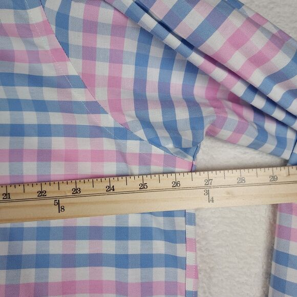 Brooks Brothers Regent Fit Non‑Iron Stretch Shirt XL — Blue & Pink Plaid - Picture 4 of 9